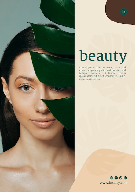 PSD beauty poster template with a woman