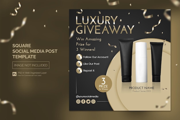 Beauty Product Give Away Social Media Post or Square Web Banner Template