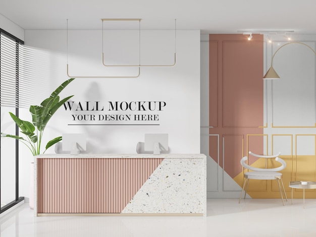 beauty salon reception wall mockup