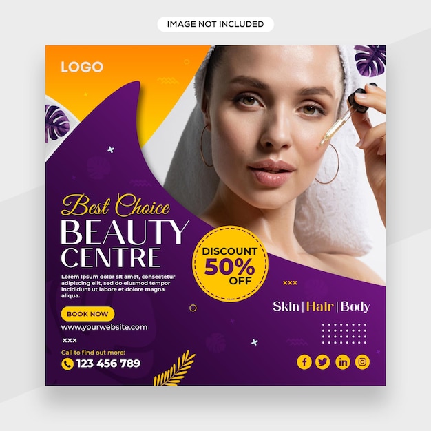 Beauty skin care related instagram banner or social media post or facebook cover template