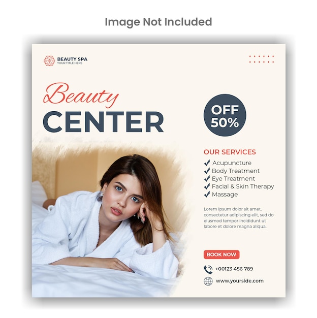 Beauty and spa center social media or instagram post template design