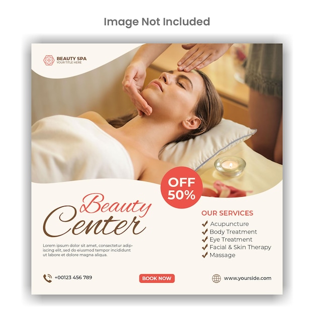 Beauty and spa center social media or instagram post template design