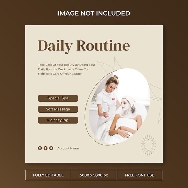 Beauty spa instagram post social media template