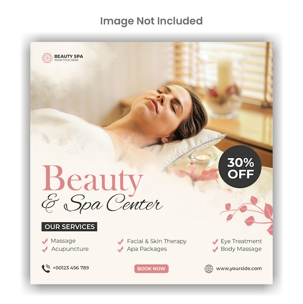 Beauty and spa social media or instagram post template design