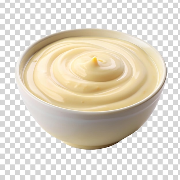 Bechamel sauce on black bowl isolated on transparent background