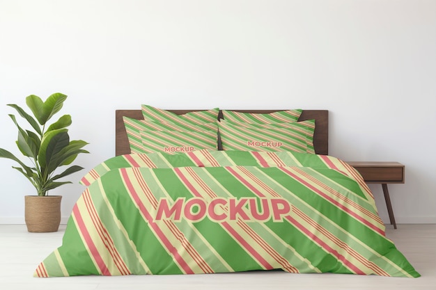 Bed linen interior mockup