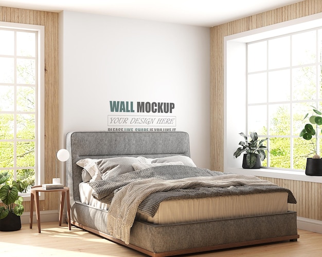 The bedroom is designed with American style Wall mockup