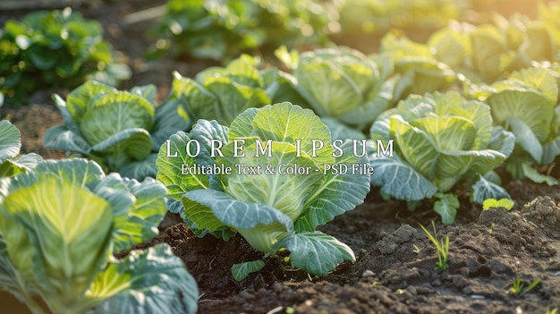 Beds with young cabbage The ovary of cabbage Vegetables grow in the garden Young green