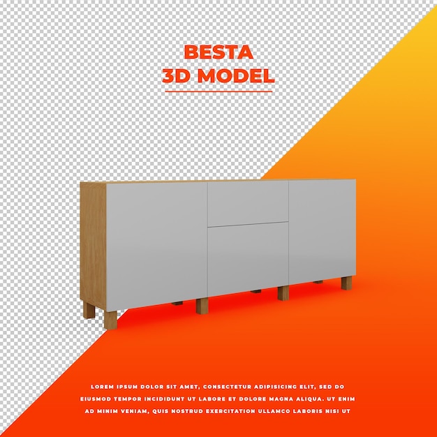 Bedside table isolated 3d model