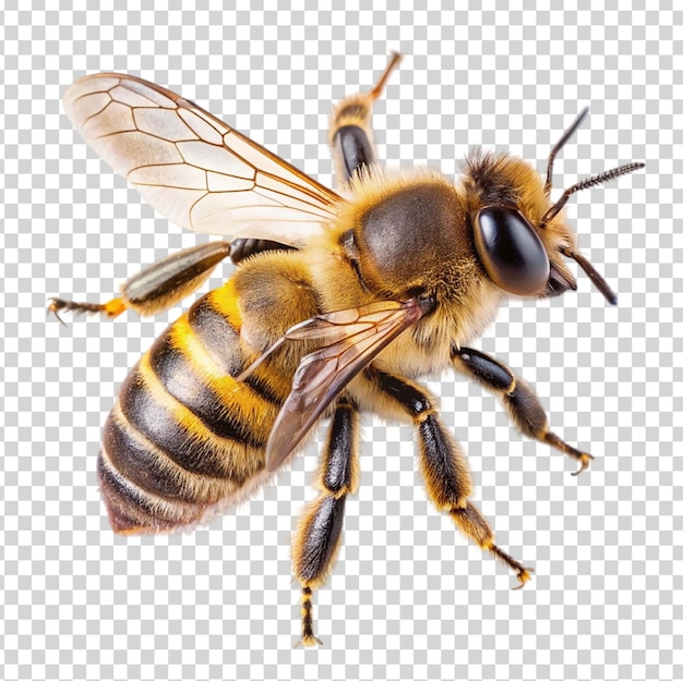 PSD a bee with its wings spread on transparent background