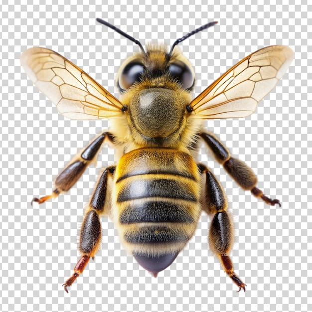 A bee with its wings spread on transparent background