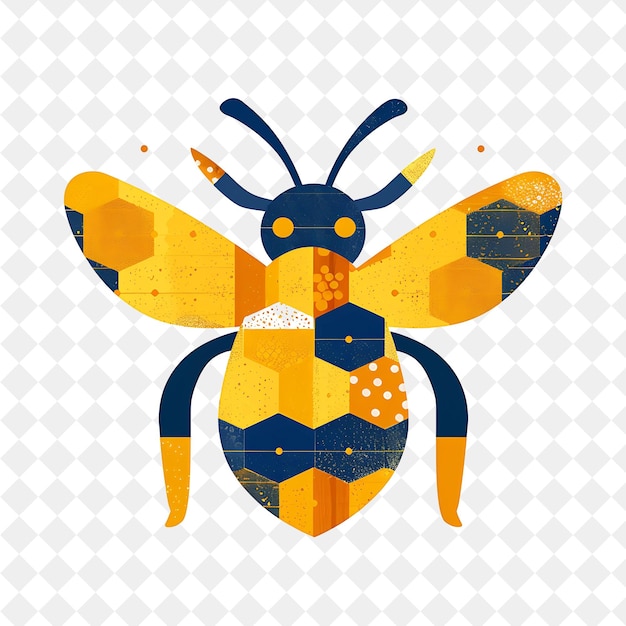 a bee with a yellow body and blue and yellow spots on it