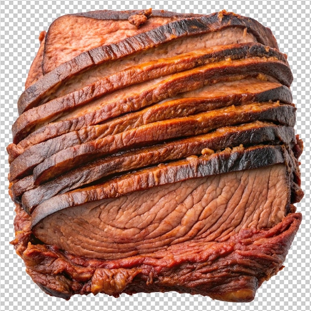 PSD beef brisket top view full length on transparency background png