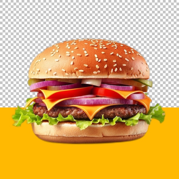 Beef burger isolated on transparent background