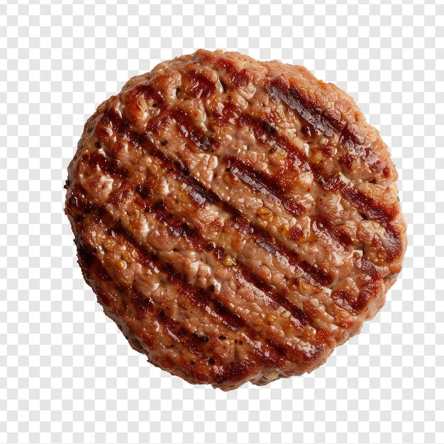 PSD beef patty front view full length on transparency background psd