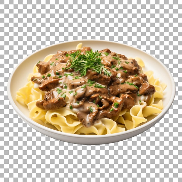 Beef stroganoff on transparent background