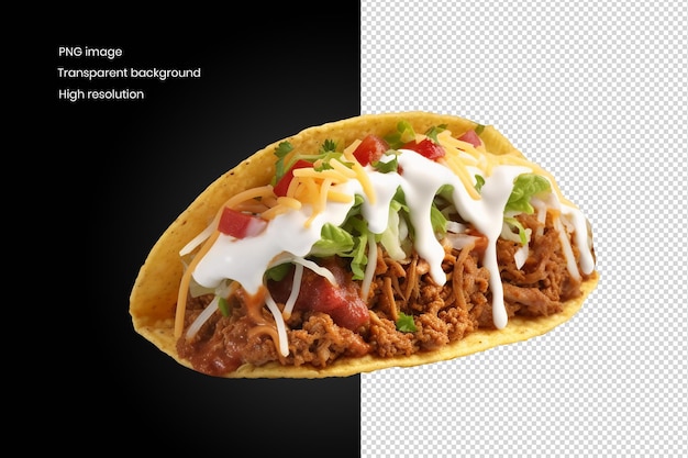 Beef taco food with salad and cheese for advertising