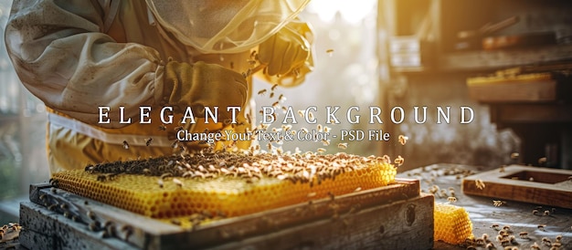 PSD beekeeper working with honeycomb in a hive