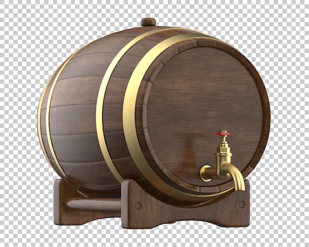 Beer barrel on transparent background 3d rendering illustration