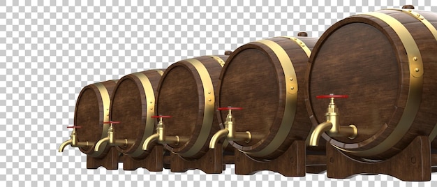 Beer barrel on transparent background 3d rendering illustration