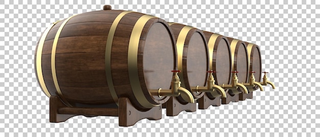 Beer barrel on transparent background 3d rendering illustration