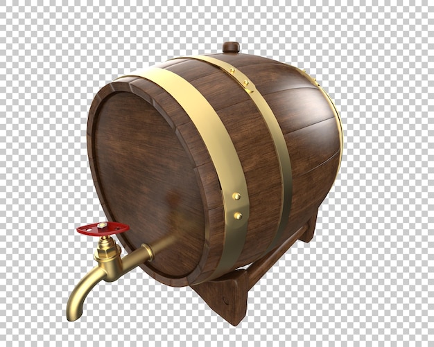 Beer barrel on transparent background 3d rendering illustration