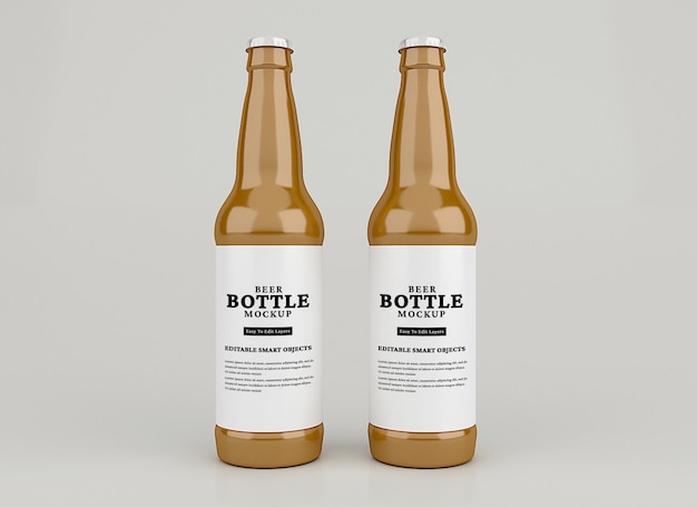 Beer bottle mockup isolated