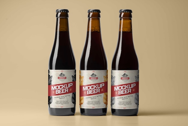 Beer bottle with label mockup