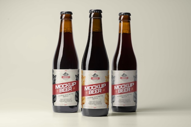 Beer bottle with label mockup