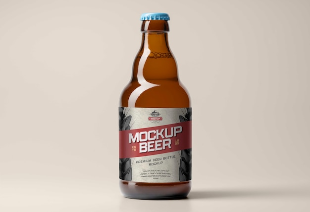 Beer bottle with label mockup