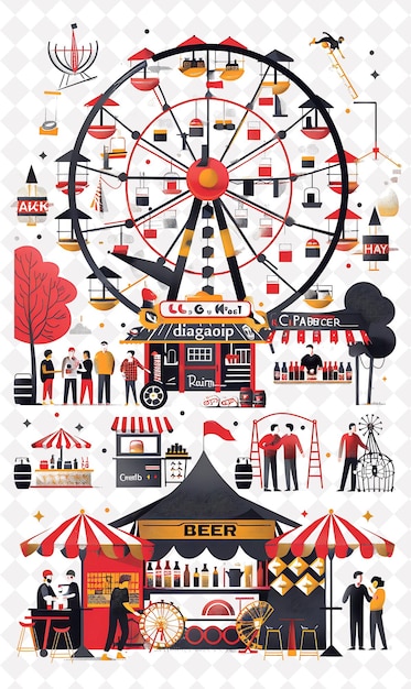 A Beer Festival With Different Stalls Representing Different Flat Illustration Beer Culture Design