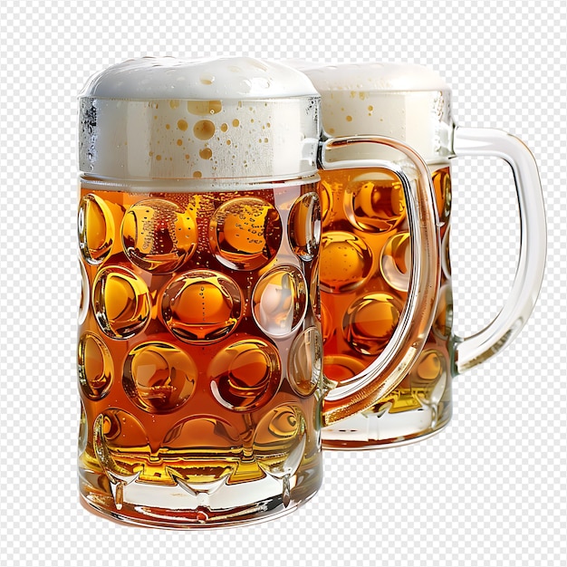 Beer mugs cheers toast on isolated transparent background