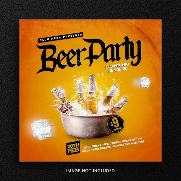 Beer Party flyer social media banner template