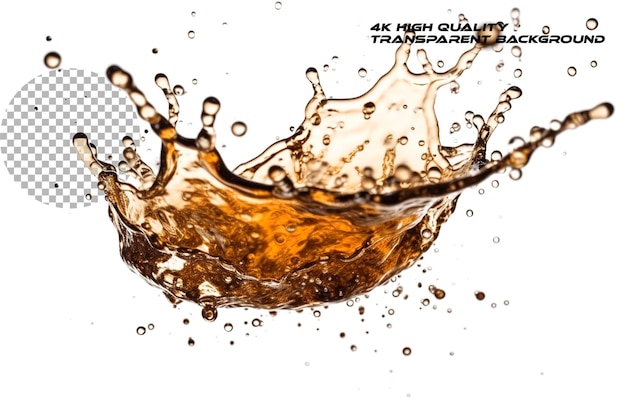 Beer splashes and drops on transparent background