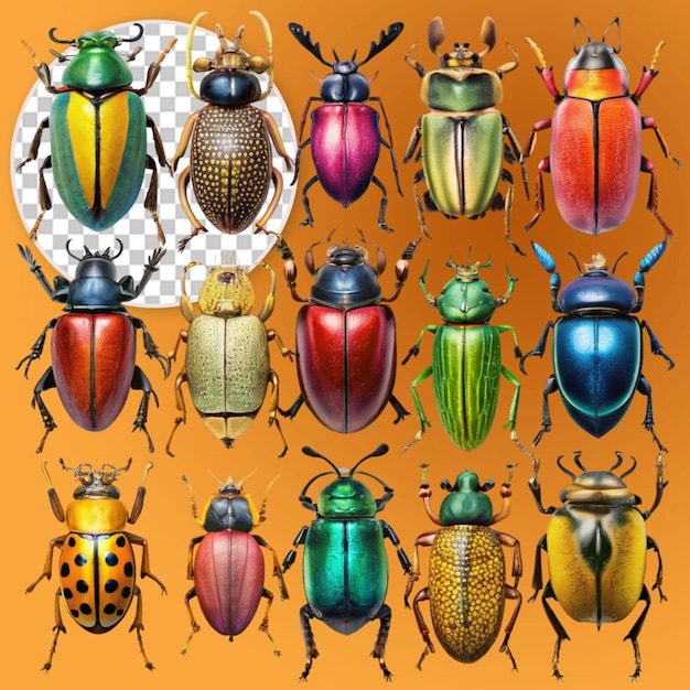 PSD beetle different color set concept