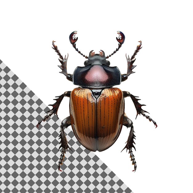 PSD a beetle with a black head and a black hood on it