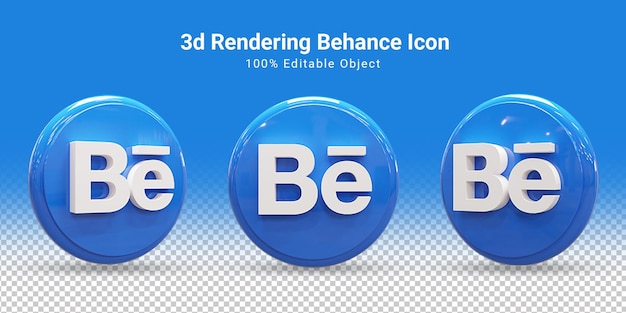 behance glossy social media icon set 3d