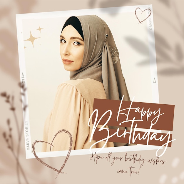 Beige Brown Creative Happy Birthday Card social media post banner instagram templates