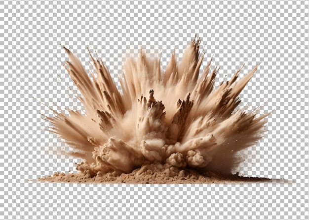 PSD beige color powder pulver explosion on transparent background premium psd