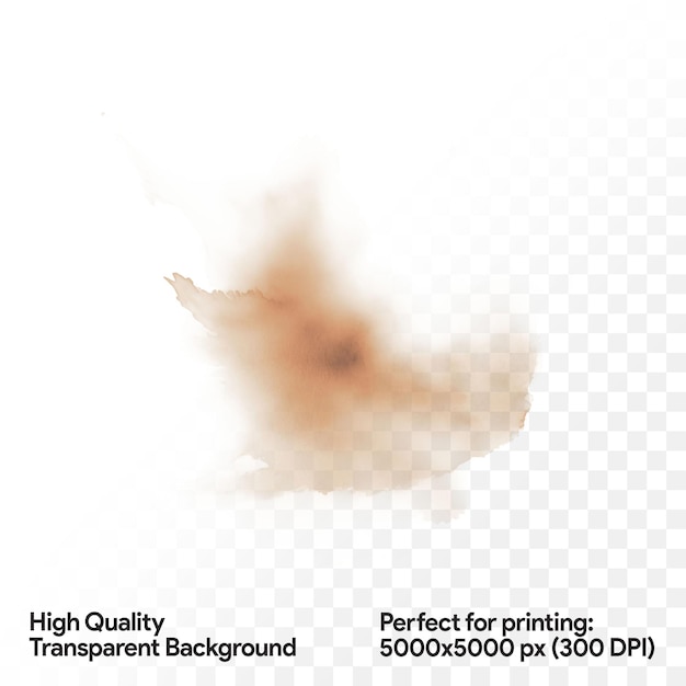 PSD beige ink splash on transparent background