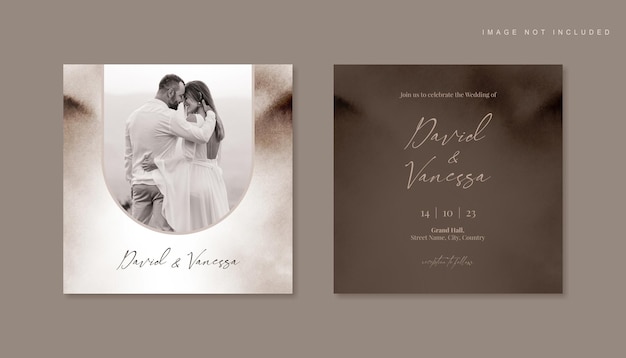 Beige photo wedding invite card for Instagram post banner