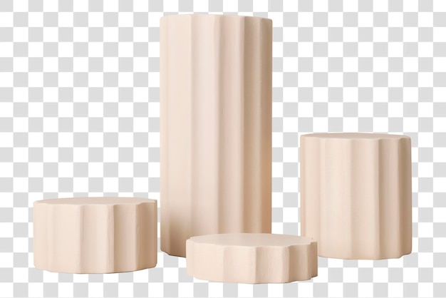 PSD beige product podiums png isolated object design set transparent background