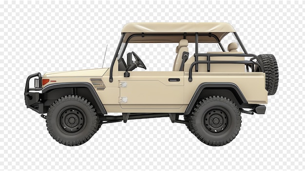 PSD beige utility vehicle car realistic illustration isolated on transparent background