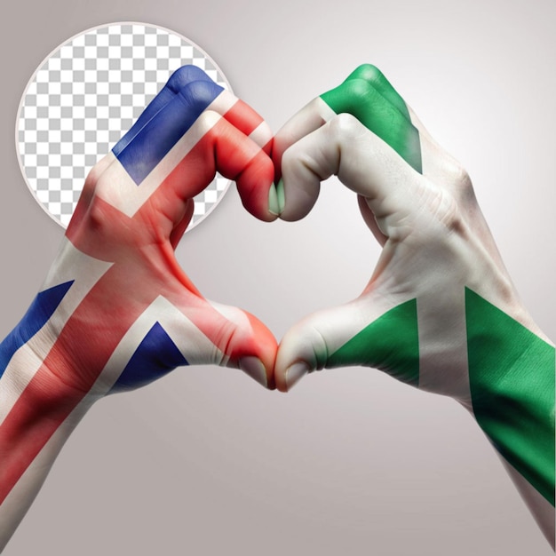 Belarus Italy Heart Hand gesture making heart on transparent background