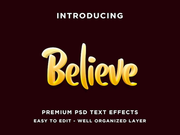 Believe 3d Editable Text Effect Style