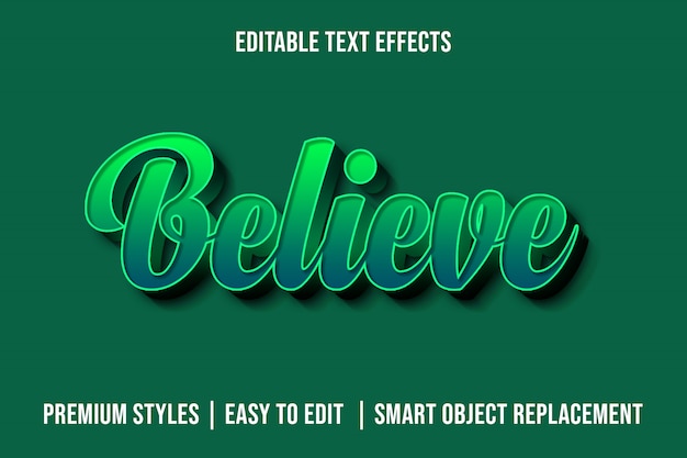 Believe - 3d Green Premium Text Effects Mockup