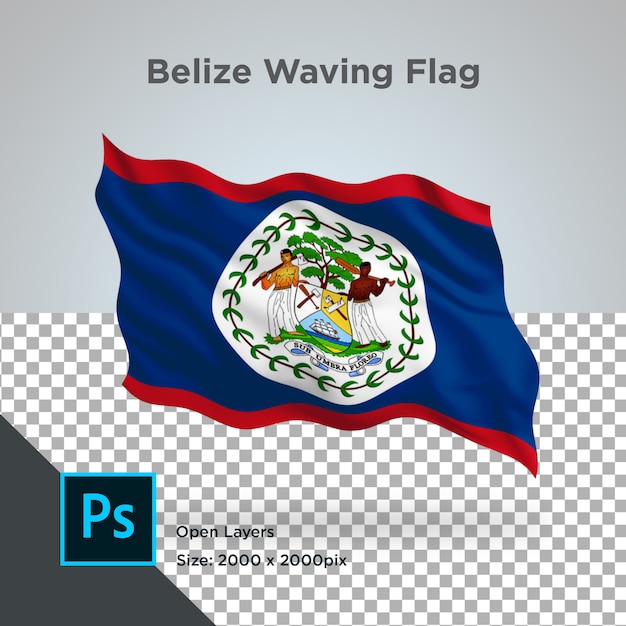 Belize Flag Wave Transparent PSD