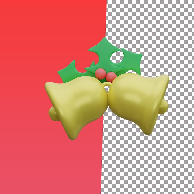 Bell christmas icon isoled white backgroung 3d rendering