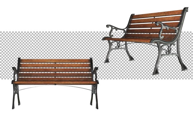 PSD bench park set isolated 3d rendering