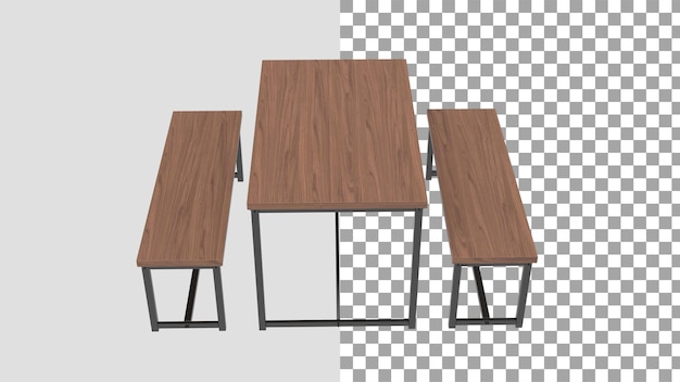 Bench Style Dining Table top view without shadow 3d render